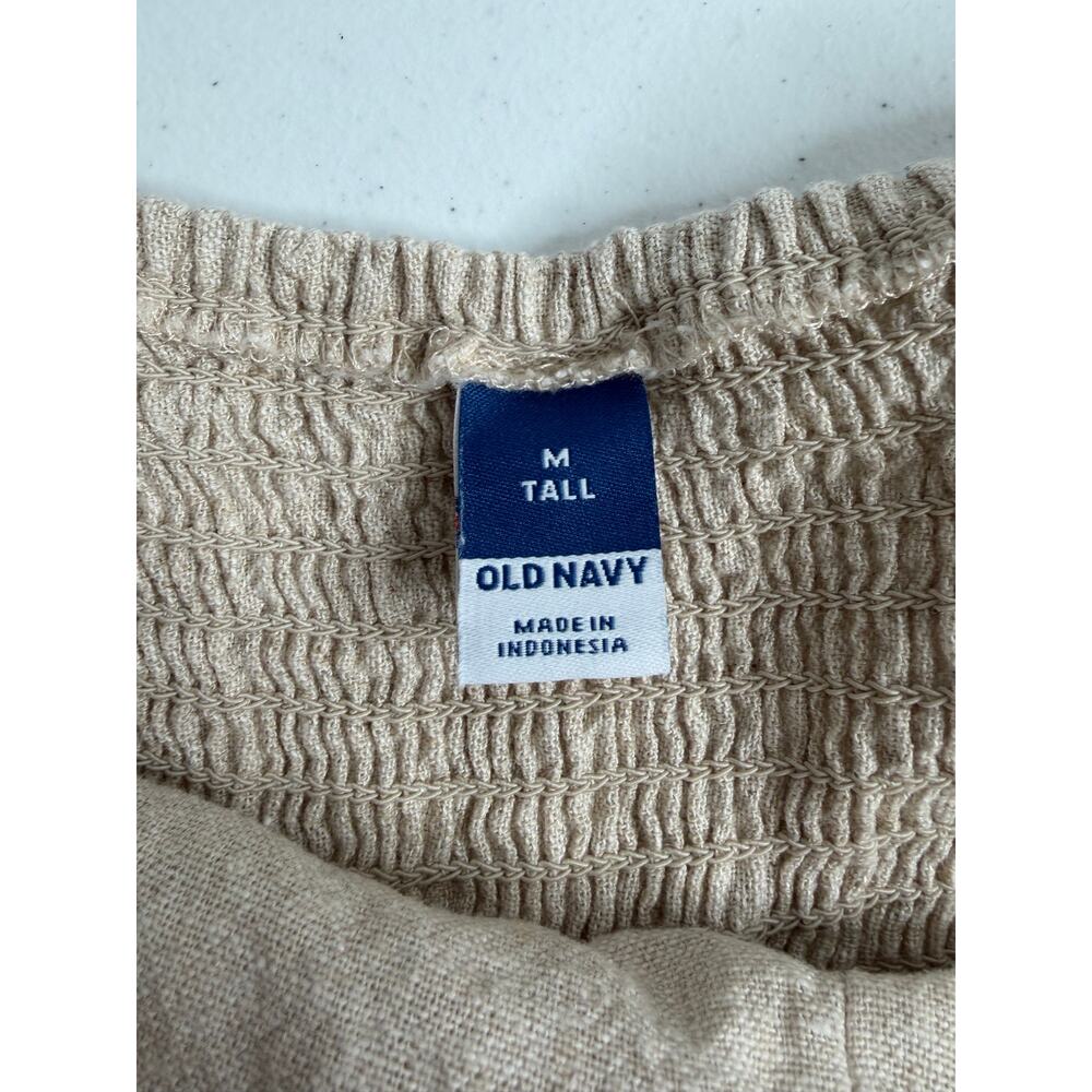 Old Navy Sleeveless Cami Linen Blend Jumpsuit Sz MT Natural Pockets Beach Boho - Picture 4 of 9